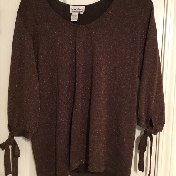NWOT Kim Parrish Y2K Collection Beautiful Women’s Brown Sparkly Top - Picture 3 of 6